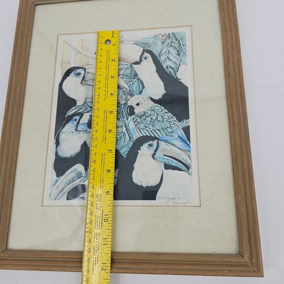 Joyce Kasprzyk Signed Art Print Toucans 7.5x9.5" - Custom Frame 15.25x12.25" - Picture 8 of 9